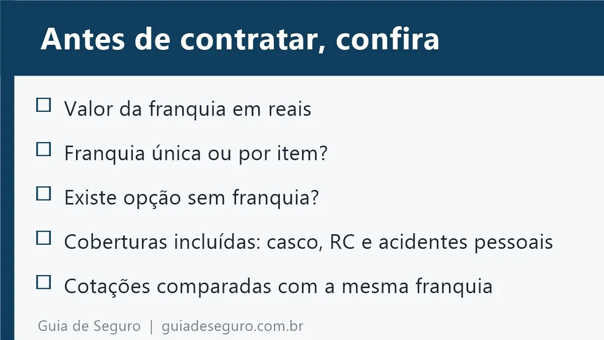 Checklist para conferir a franquia antes de contratar o seguro auto