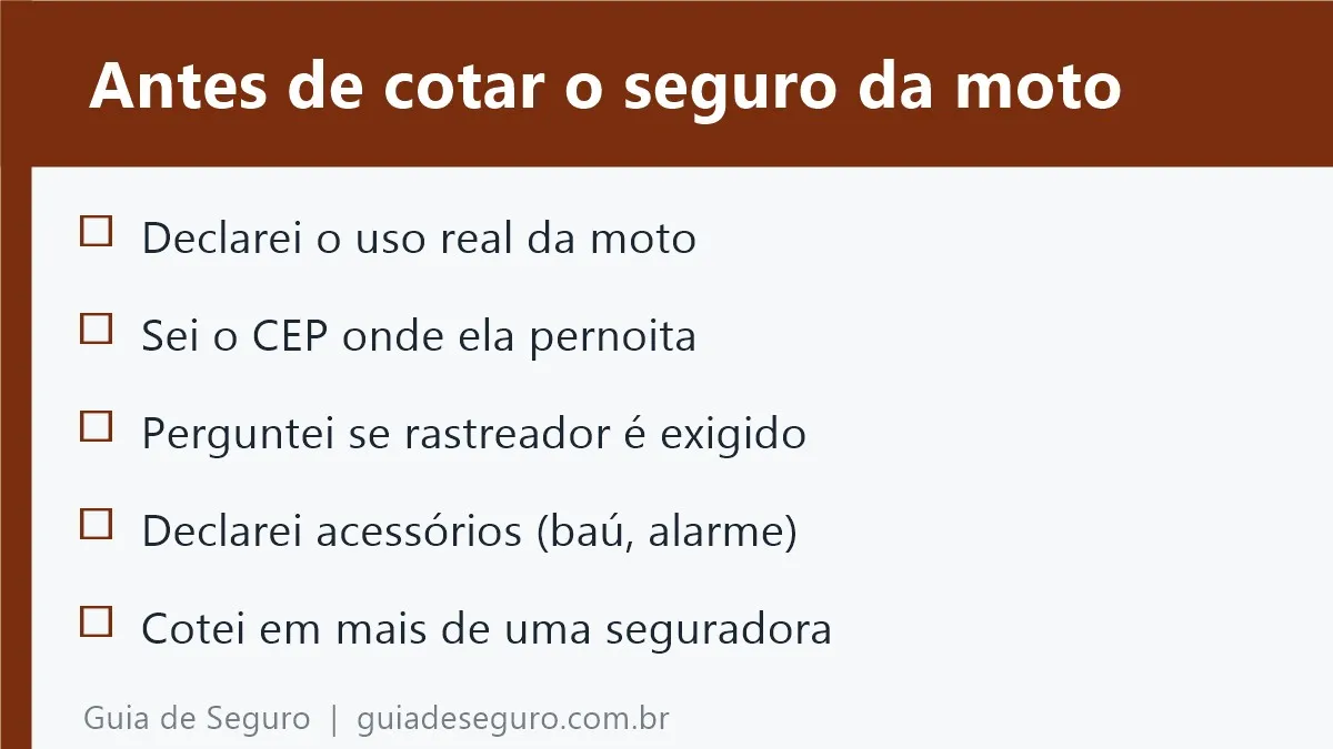 Checklist para cotar o seguro da moto sem erros