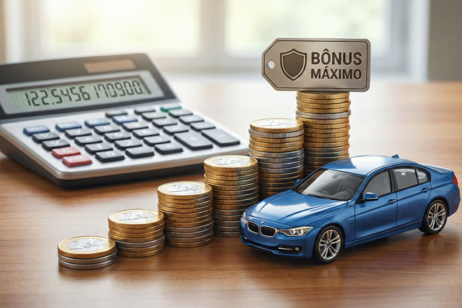 Tabela de bônus do seguro auto mostrando descontos para motoristas sem sinistros